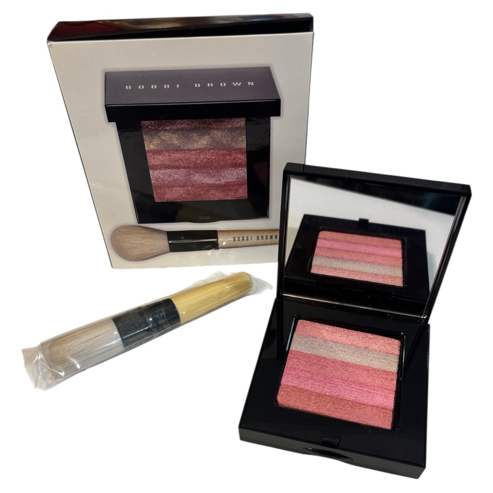 BOBBI BROWN SHIMMER BRICK SET WITH BRUSH- LILAC ROSE *NEW IN BOX* RARE -HTF-